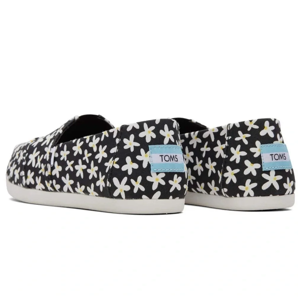 TOMS Women’s Alpargata Black Sun Daisies Shoes - Size 8